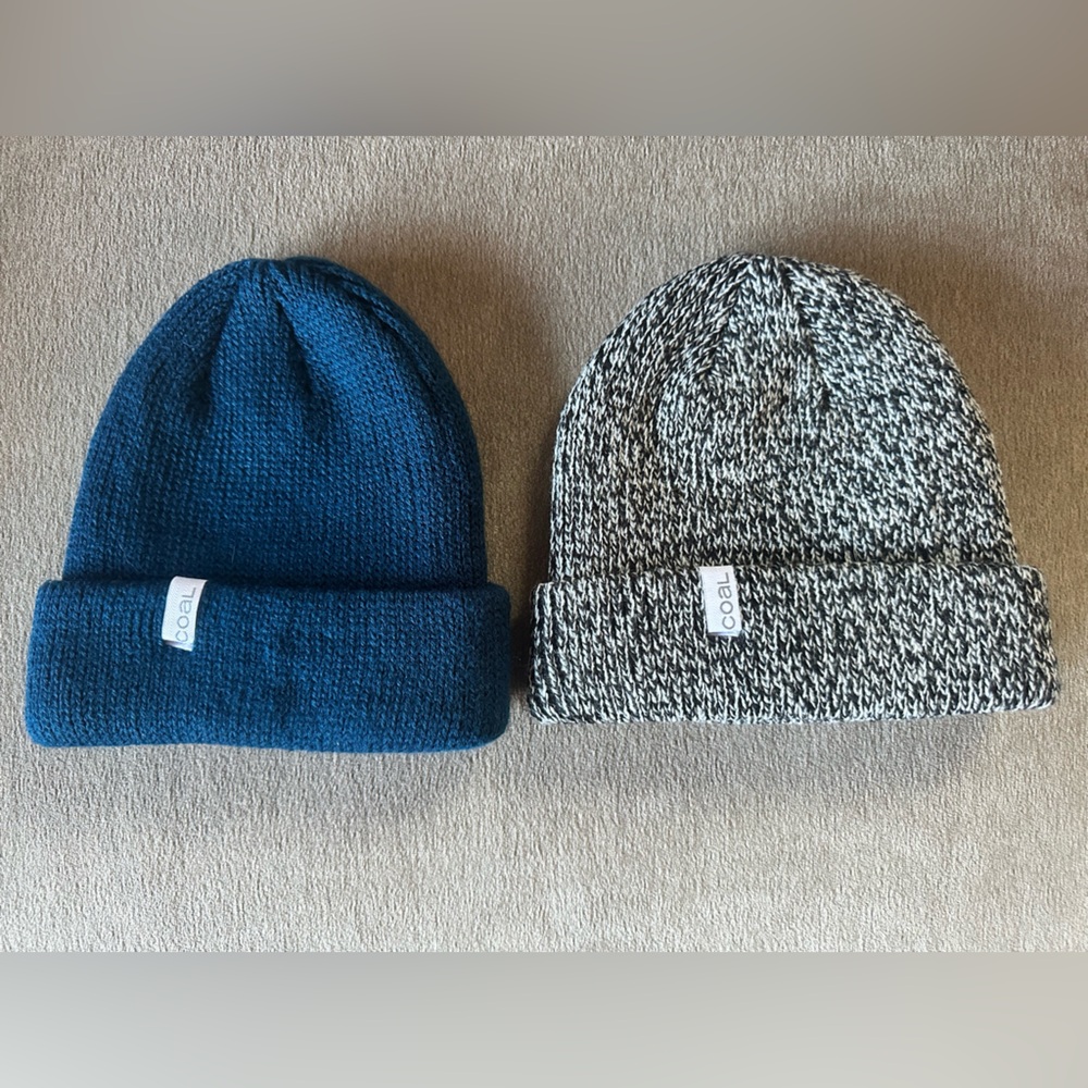 *Two* Coal Frena Thick Knit Cuff Beanies - Blue and Black/White